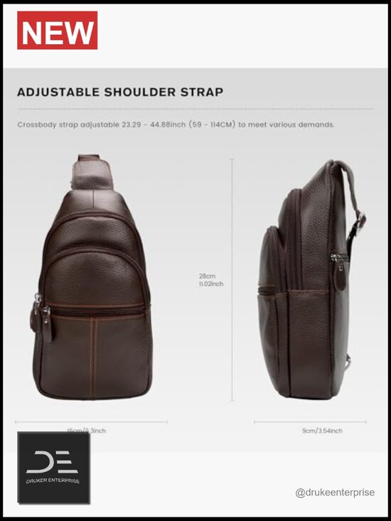Genuine Leather Sling Crossbody Bag, Casual Daypack Backpack, Travel Shoulder main image 6